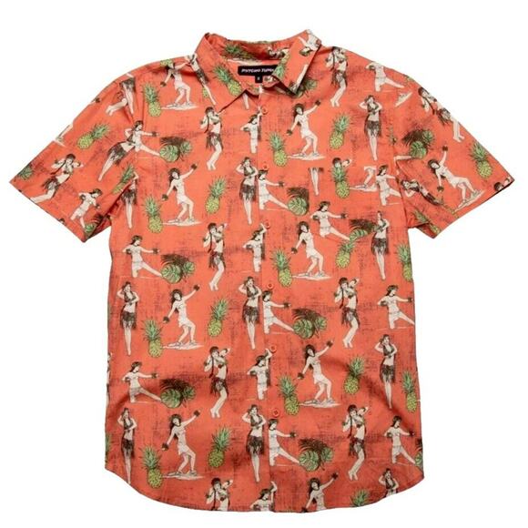 Psycho Tuna Hawaiian Shirt Hula Girls Peach Mens 2XL
